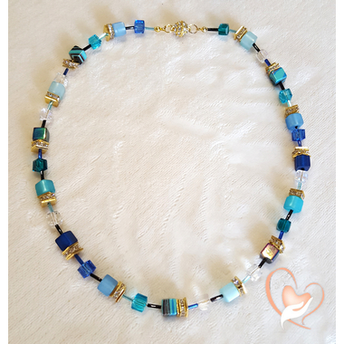 35-Collier perle polaris degrade de bleu- au coeur des arts