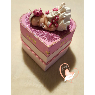 4-Boîte à dents de lait coeur bébé fille rose - au coeur des arts