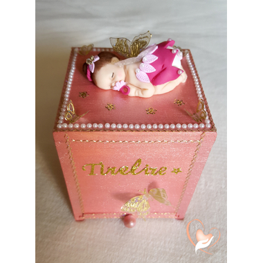 1-Tirelire bébé fille - fée clochette rose - au coeur des arts