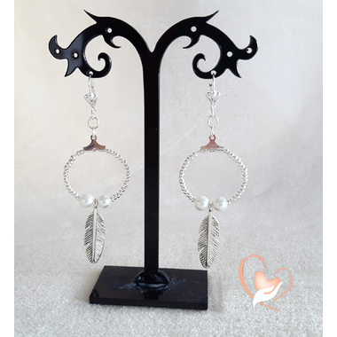 45B-Boucles d'oreille créoles argenté- au coeur des arts