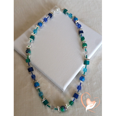 51-Collier Emeraude bleu vert- au coeur des arts