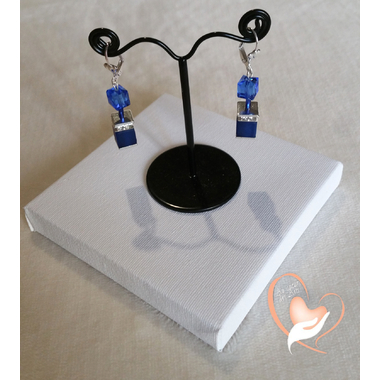 55-Boucles d'oreille perles polaris émeraudes et bleues argent- au coeur des arts