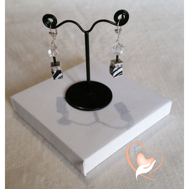 62-Boucles d'oreille Safary transparent et zébré rgent- au coeur des arts