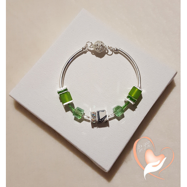 61-Bracelet élégance vert argent- au coeur des arts