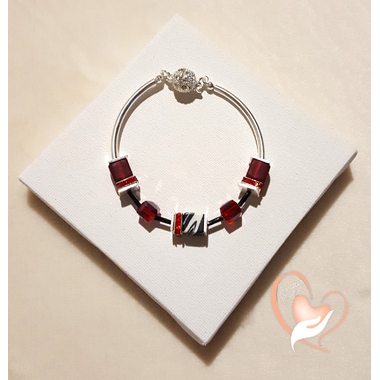 62-Bracelet élégance rouge argent- au coeur des arts