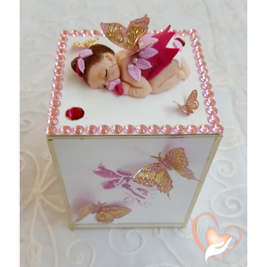 4-Tirelire bébé fille - fée clochette rose - au coeur des arts