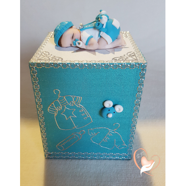 24C-Tirelire bébé garçon shun bleu- au coeur des arts