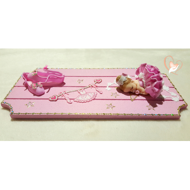 10-Plaque de porte bébé Ballerine rose- au coeur des arts