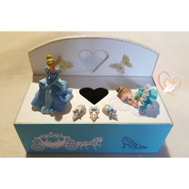 2-Boîte à lingettes ou mouchoirs bleue et blanche cendrillon- au coeur des arts