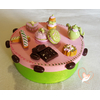 Boîte à gâteaux ou à dosettes rose et verte