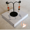 Boucles d'oreille Savane orange et blanc plaqué or- au coeur des arts