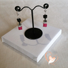 Boucles d'oreille Mélusine fucshia et noir argent- au coeur des arts