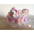 3B-Marque place bébé fille rose avec son ours baptème - au coeur des arts