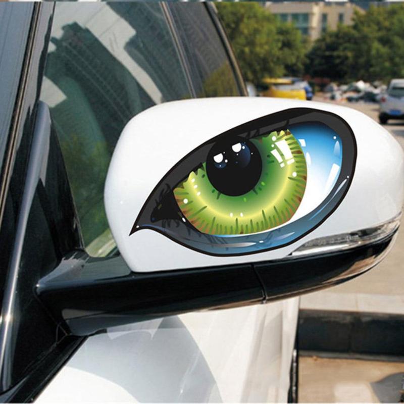 Autocollants en vinyle pour voiture autocollants drôles motif yeux jaunes  rétroviseur (2PS)