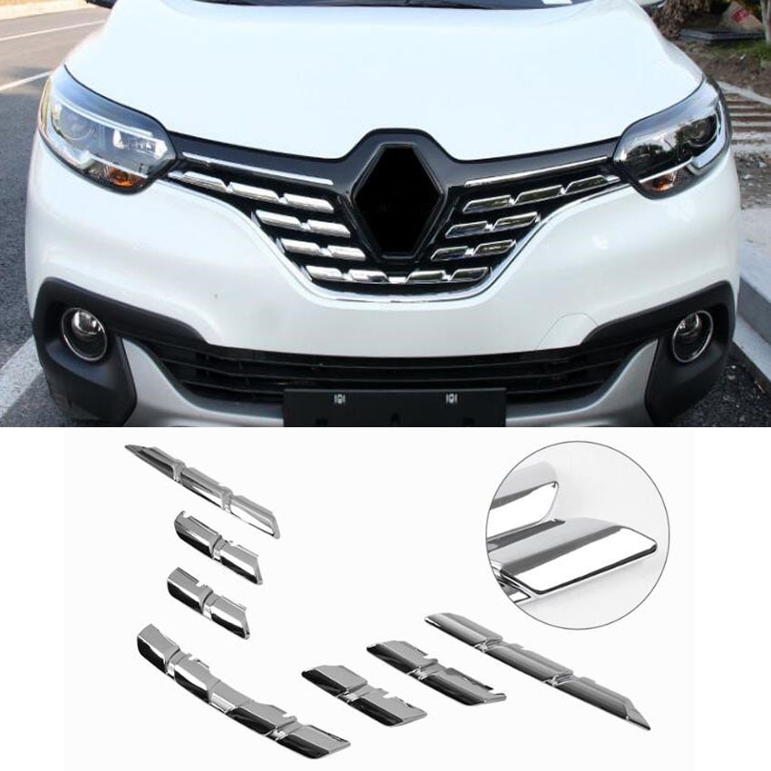 Pour-Renault-Kadjar-2016-2017-2018-Chrome-voiture-ext-rieur-pare-chocs-avant-Grille-cadre-de