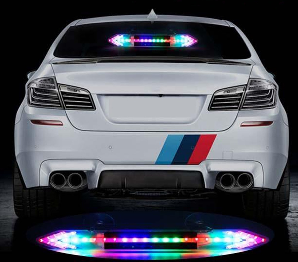 Solaire-Color-Blanc-Rouge-Bleu-Voiture-LED-Clignotant-Avertissement-Anti-tailing-Feux-Stop-Feux-De-Conduite