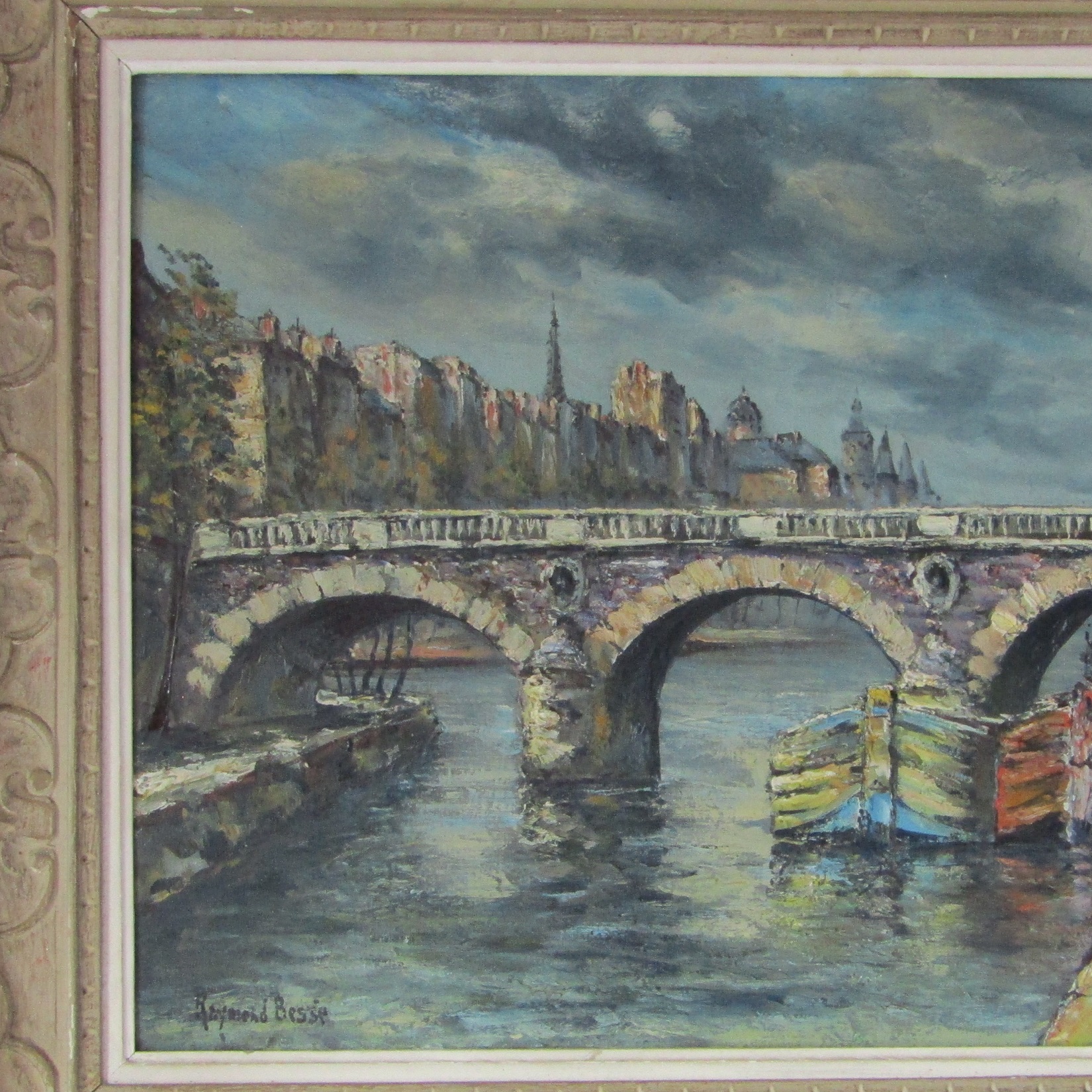 BESSE Raymond (1899-1969). Huile sur toile Le pont Louis-Philippe Paris, XXe siècle