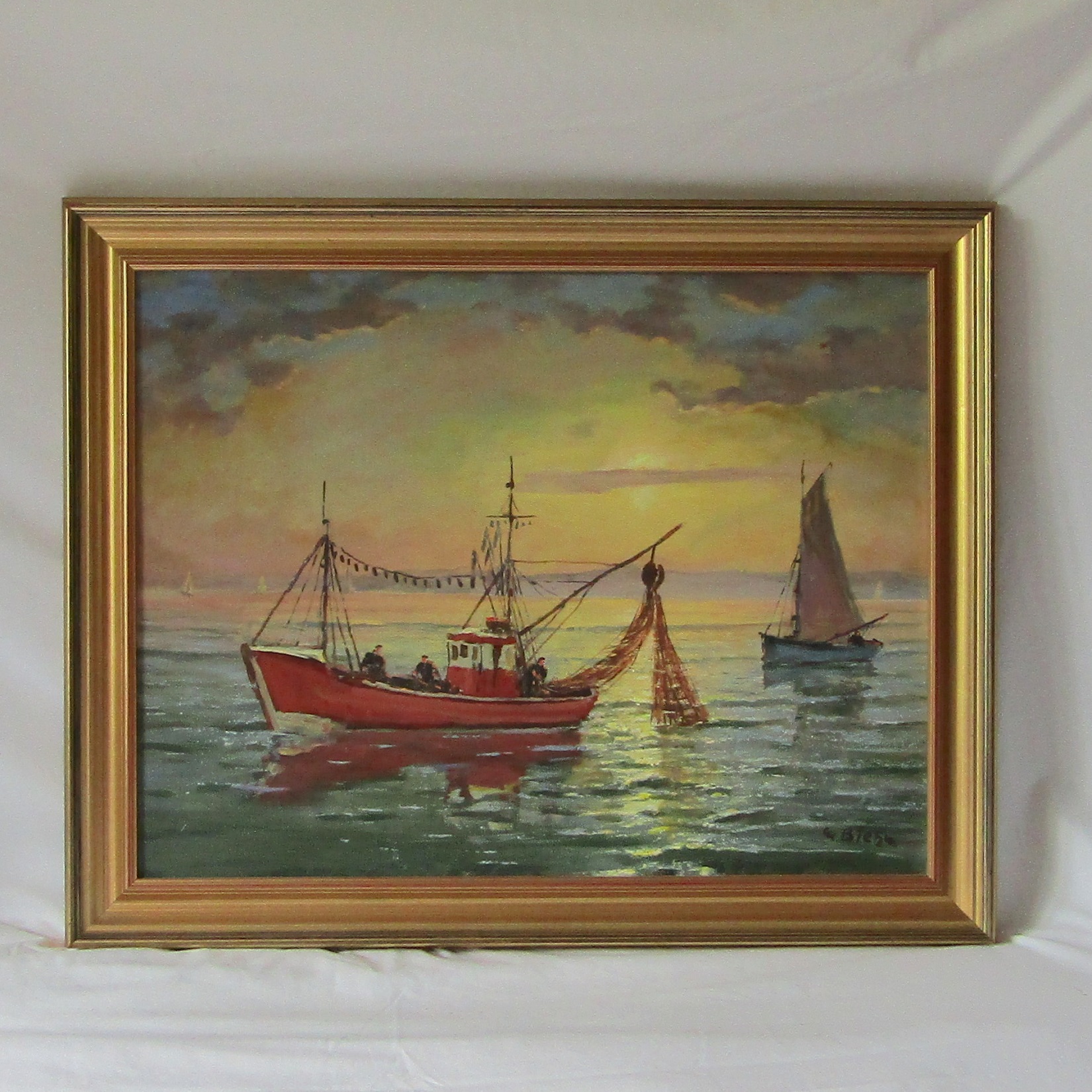 William BIEHN (1911-1995). Huile sur toile les voiliers, XXe siècle
