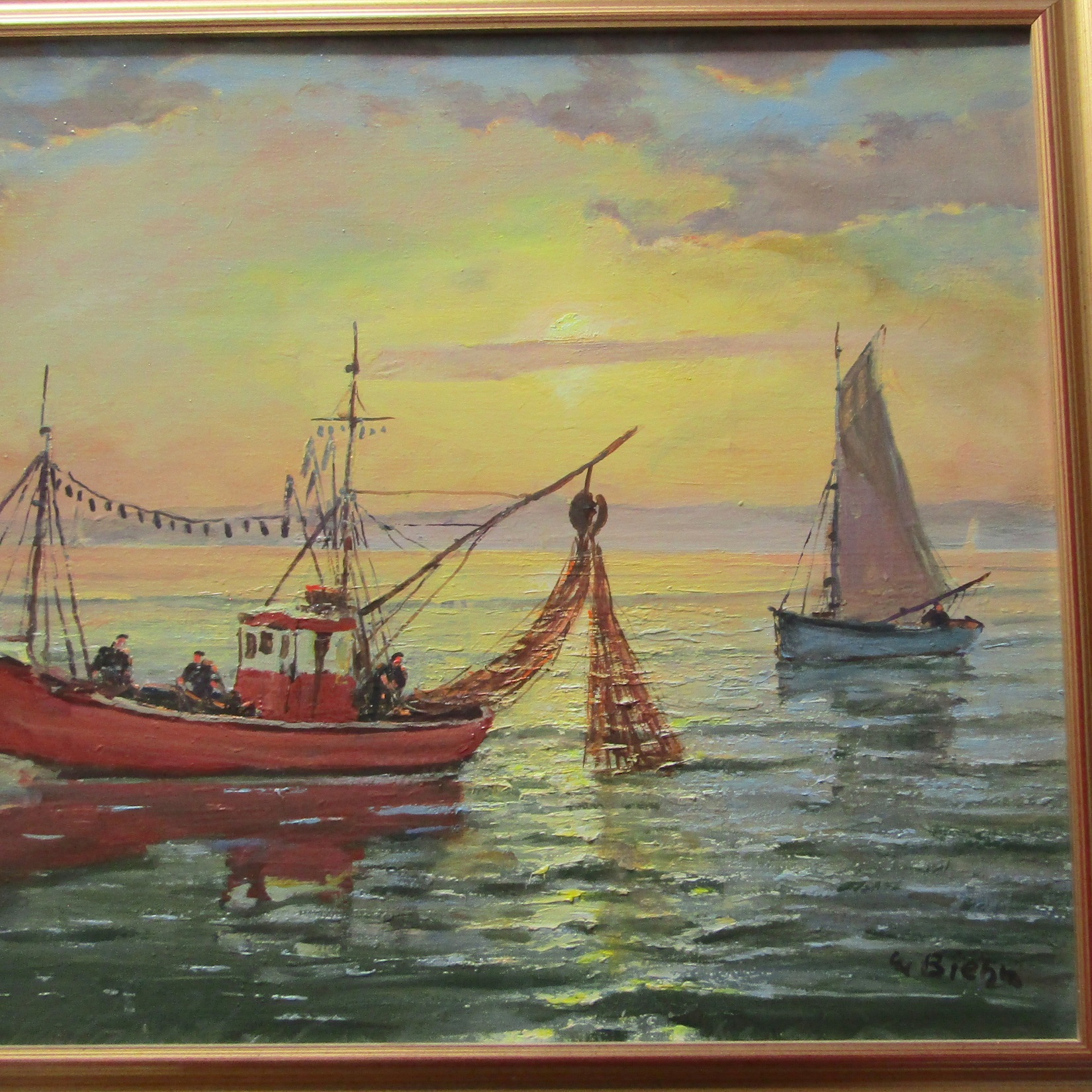 William BIEHN (1911-1995). Huile sur toile les voiliers, XXe siècle