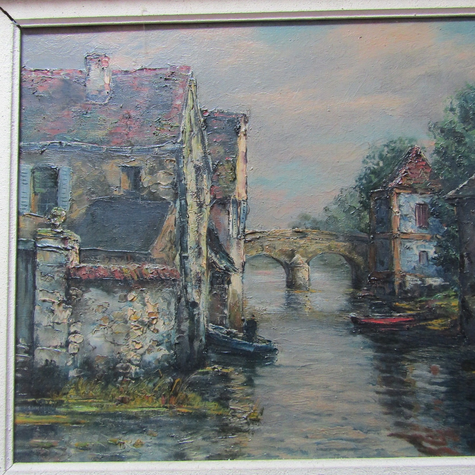 BESSE Raymond (1899-1969). Huile sur toile La rivière à Issoudun, XXe siècle