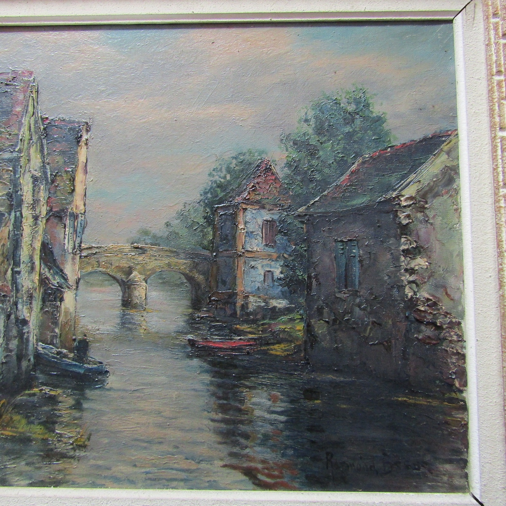 BESSE Raymond (1899-1969). Huile sur toile La rivière à Issoudun, XXe siècle