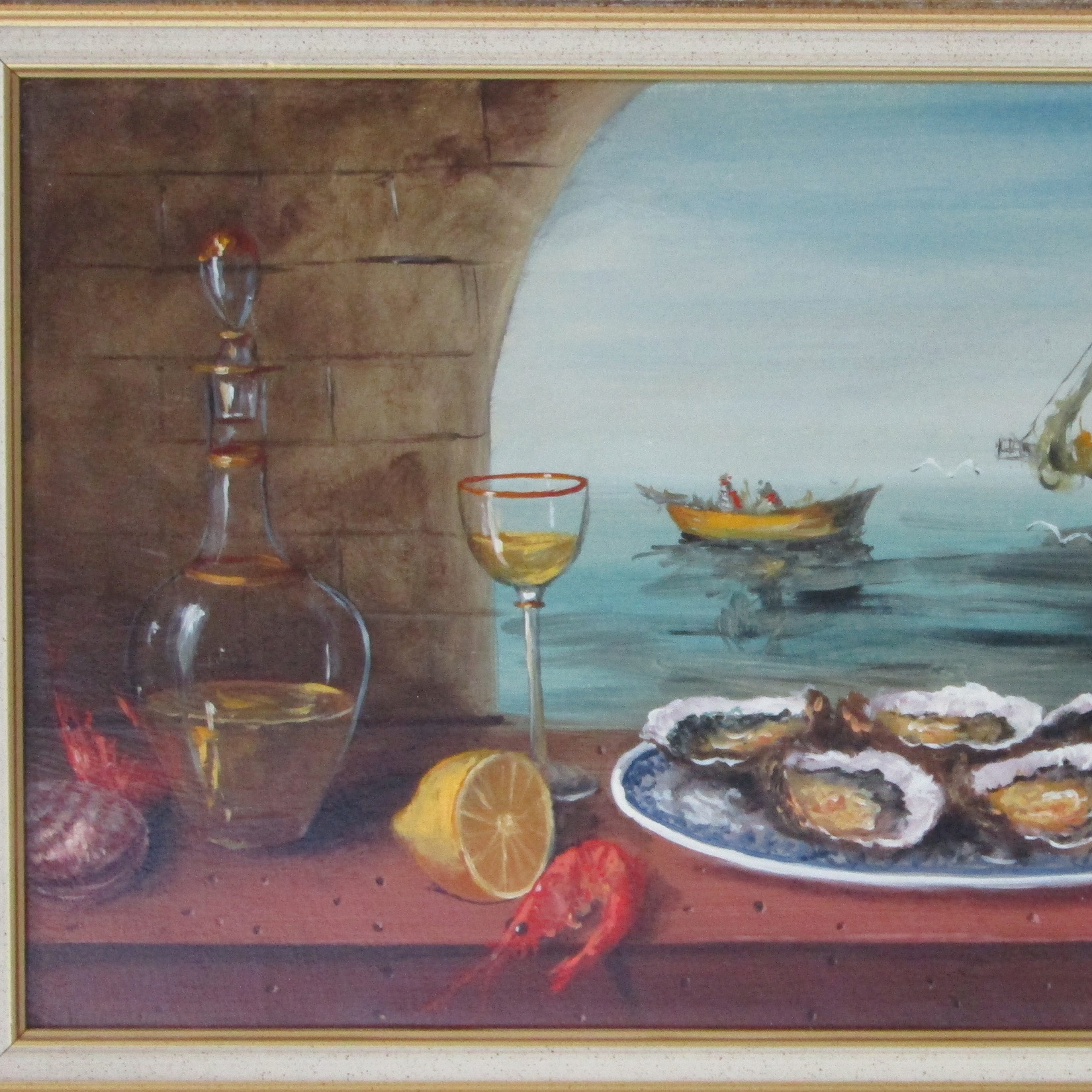 Christian SERRURIER (1947-). Huile sur toile Jour de pêche, XXe siècle