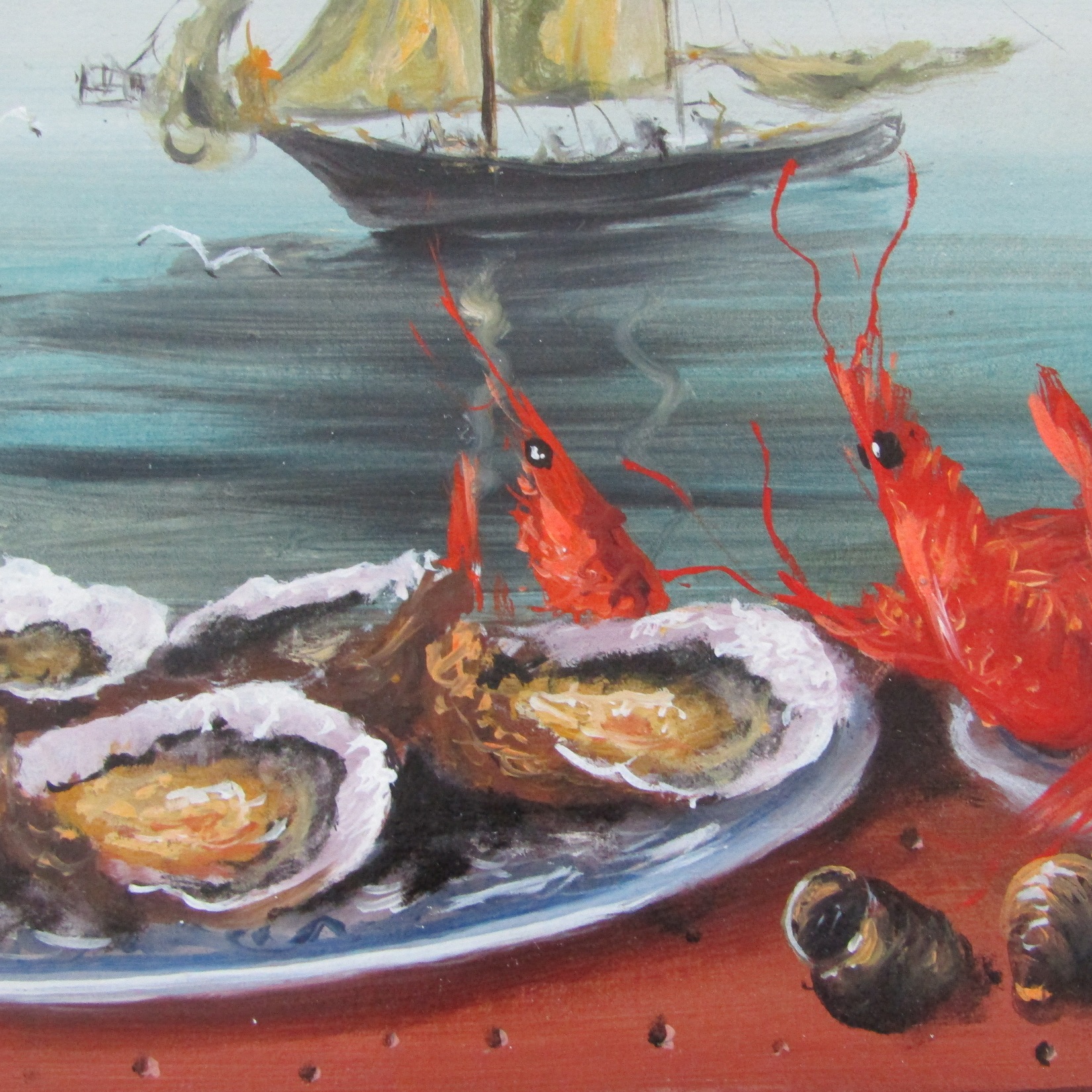 Christian SERRURIER (1947-). Huile sur toile Jour de pêche, XXe siècle