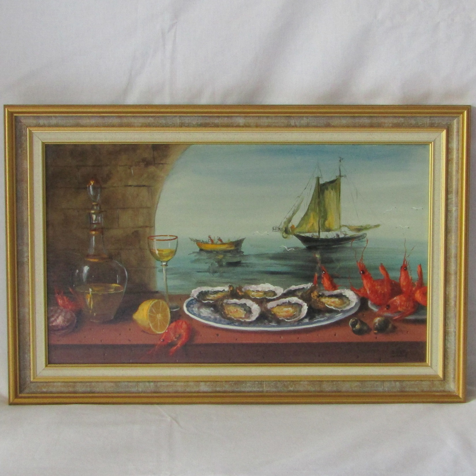 Christian SERRURIER (1947-). Huile sur toile Jour de pêche, XXe siècle
