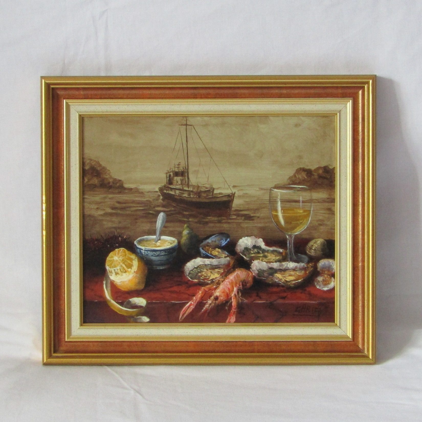 Christian SERRURIER (1947-). Huile sur toile Régalade de la mer, XXe siècle