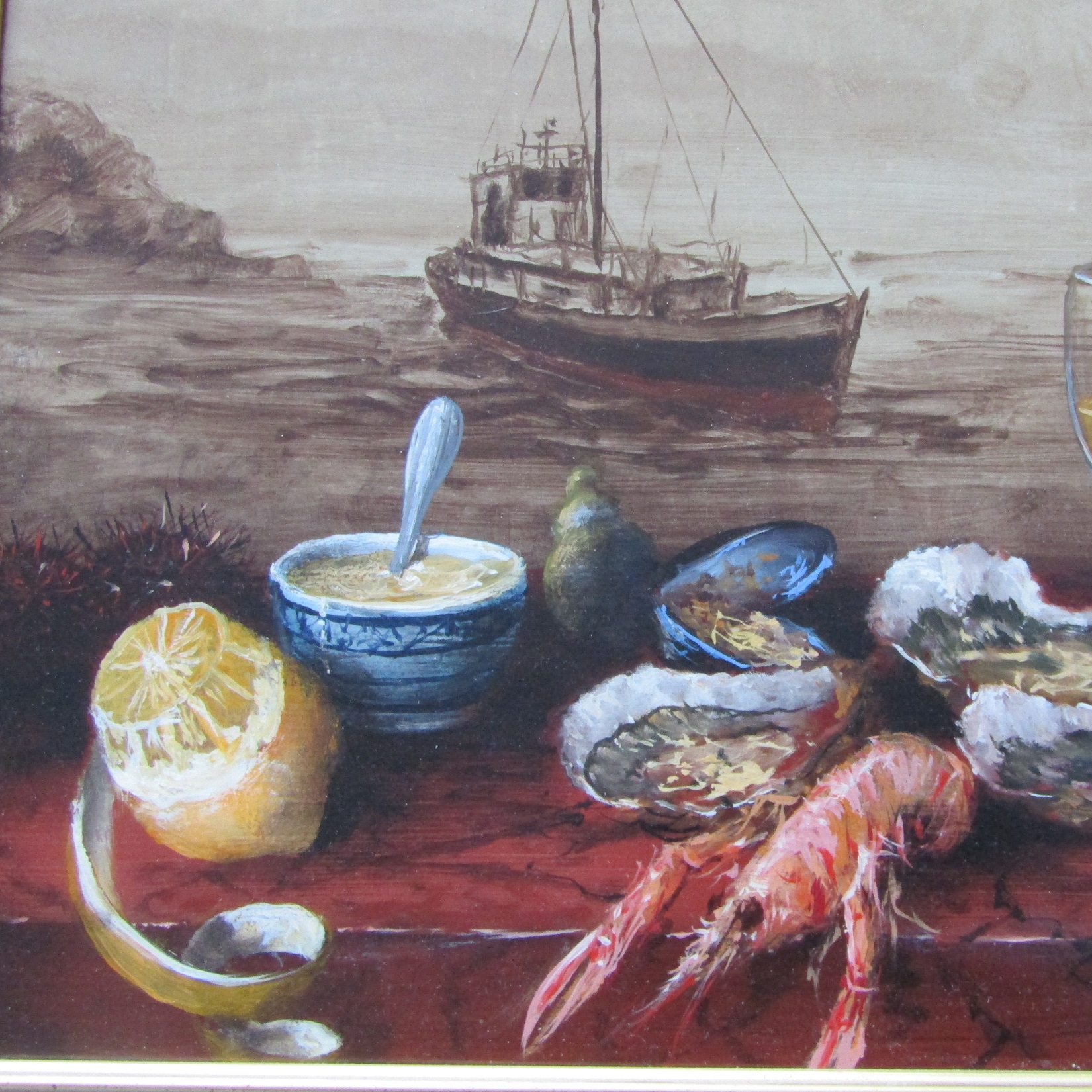 Christian SERRURIER (1947-). Huile sur toile Régalade de la mer, XXe siècle