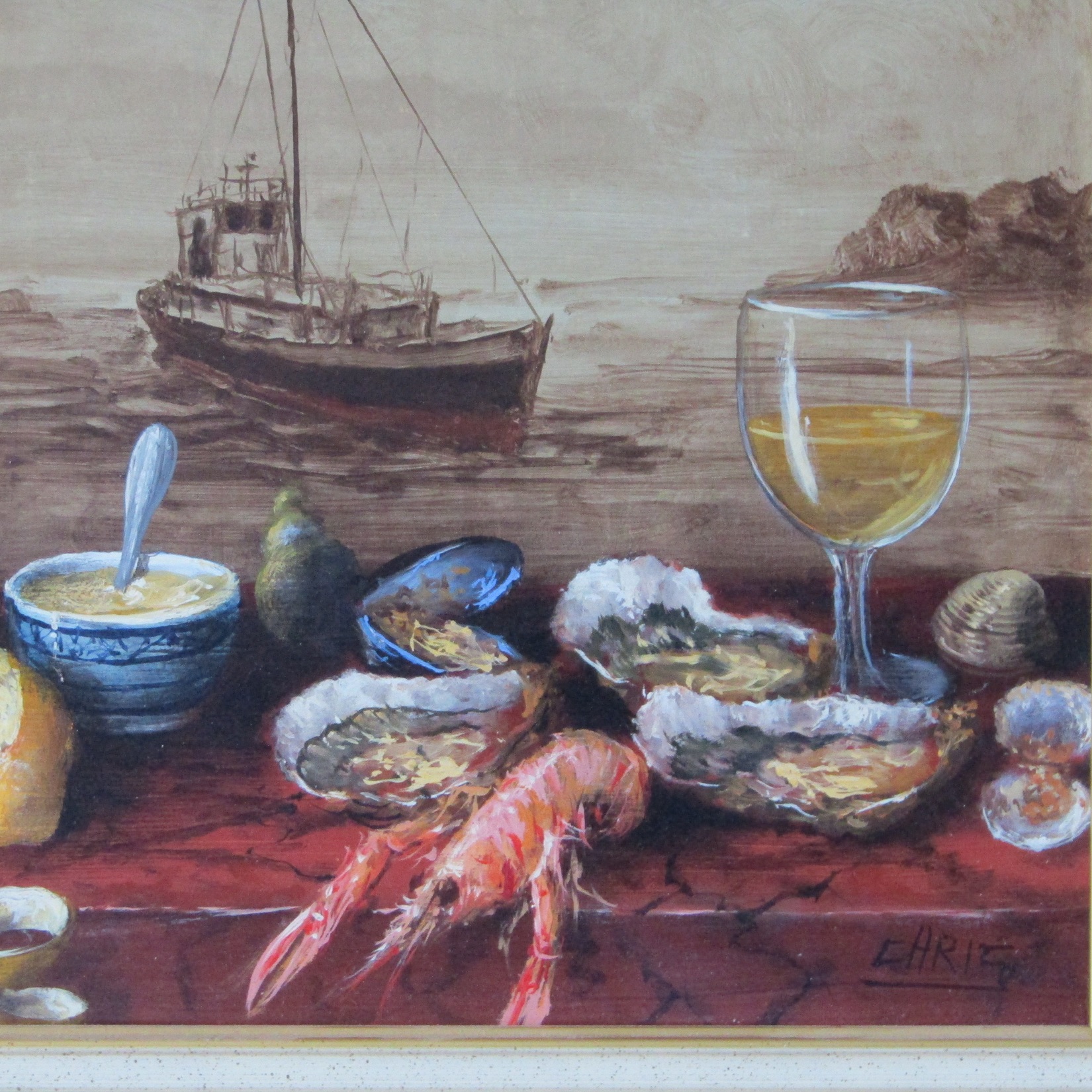 Christian SERRURIER (1947-). Huile sur toile Régalade de la mer, XXe siècle