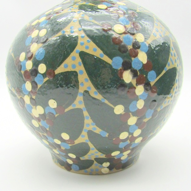 Elchinger. Vase en céramique à décor de végétaux, XXe siècle