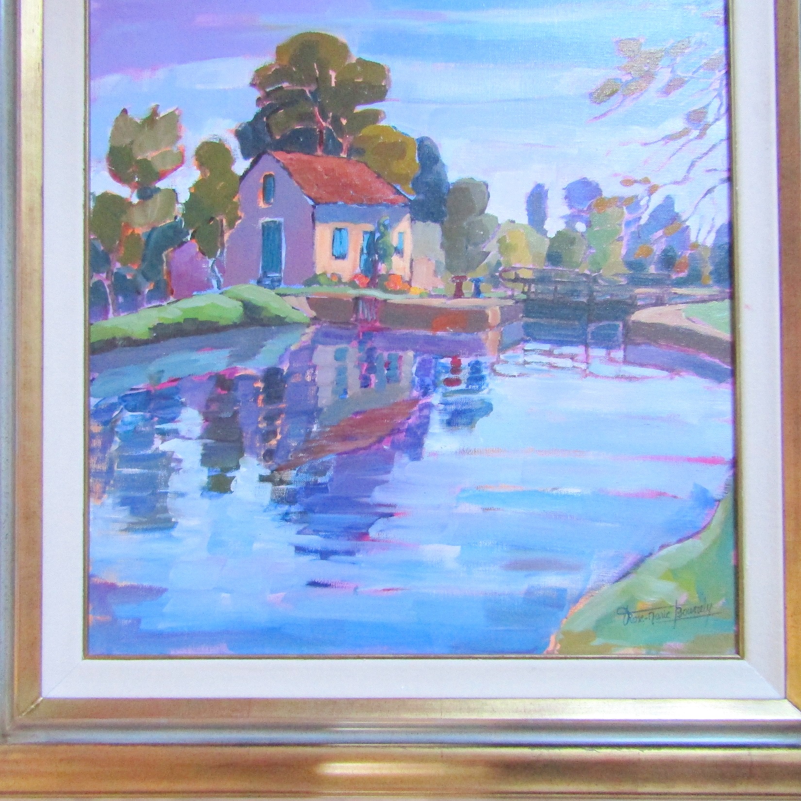 Rose-Marie BOURRELY (XX). Huile sur toile La maison de léclusier, XXe