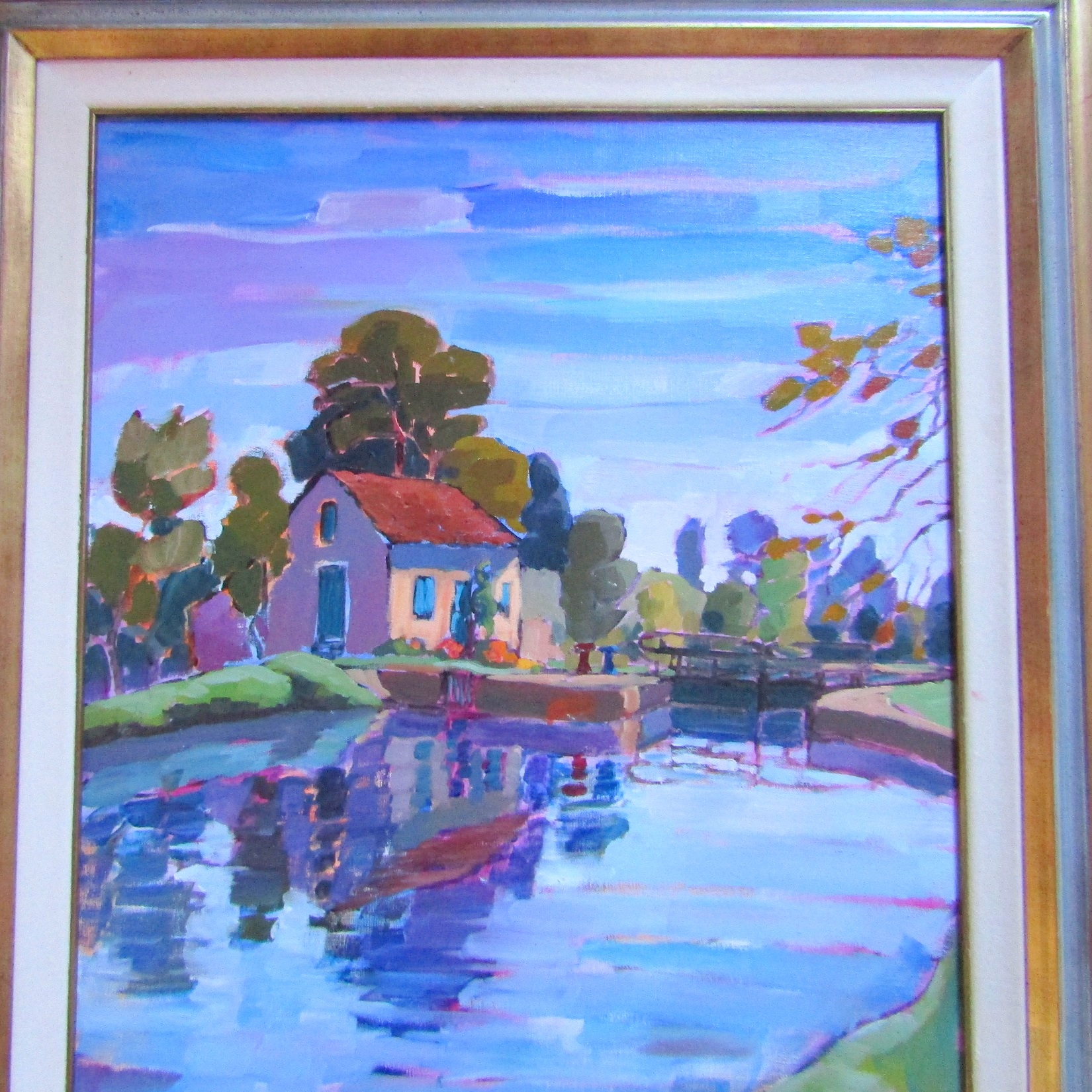 Rose-Marie BOURRELY (XX). Huile sur toile La maison de léclusier, XXe