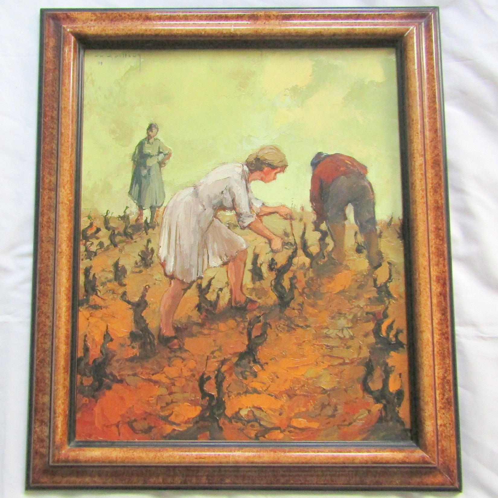 Charles GUILLAUD (1925-2014). Huile sur toile La robe blanche ou la taille de la vigne, XXe siècle