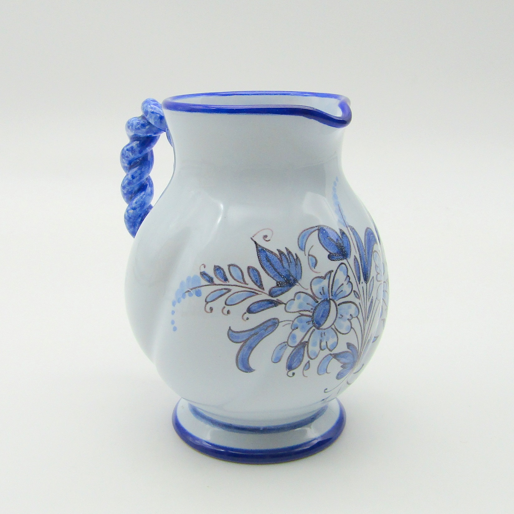 Lot De 6 Assiettes Vintage Faïence – Décor Fleurs Bleues, 23,5 Cm