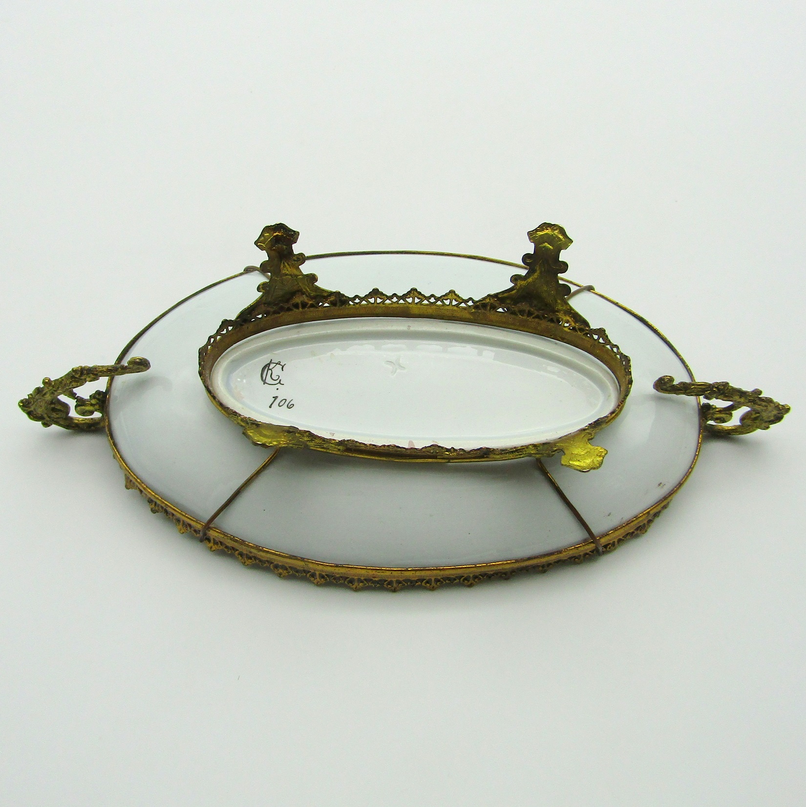 Lunéville. Keller et Guérin. Coupe art nouveau en faïence à décor de fleurs XIXe