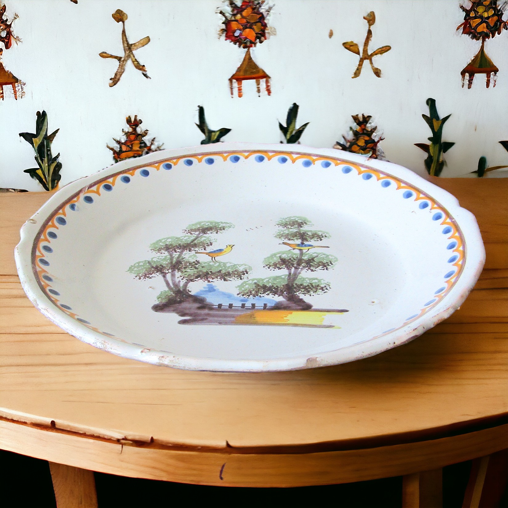 Nevers. Assiette en faïence décor doiseaux perchés dans un paysage, XVIIIe [11]
