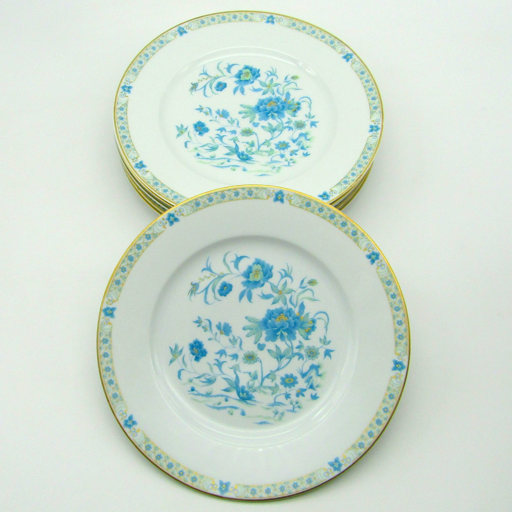 Limoges Haviland. 6 assiettes plates en porcelaine modèle Nankin