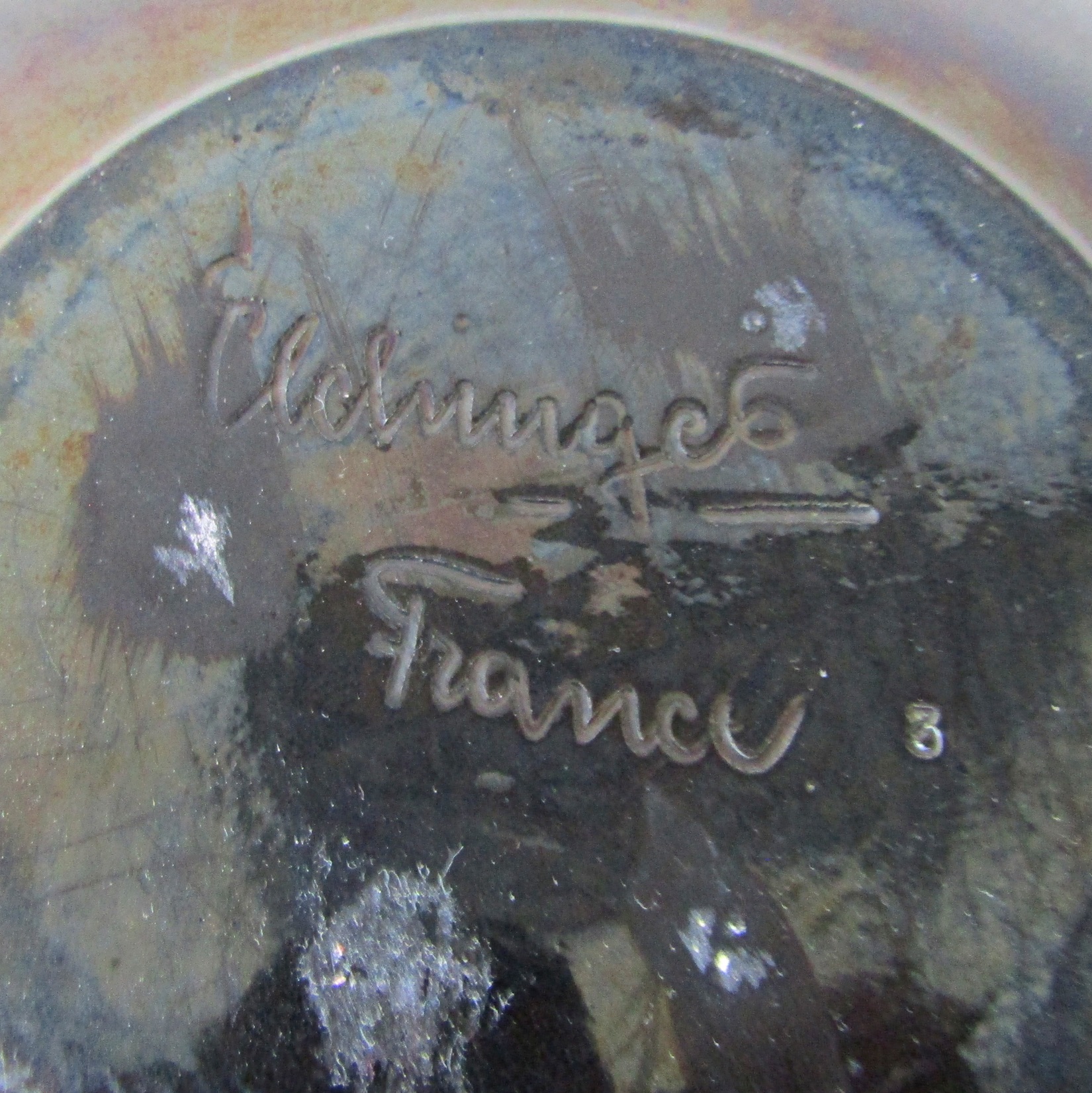 Elchinger. Coupe ou centre de table en faïence en forme de coquillage XXe siècle