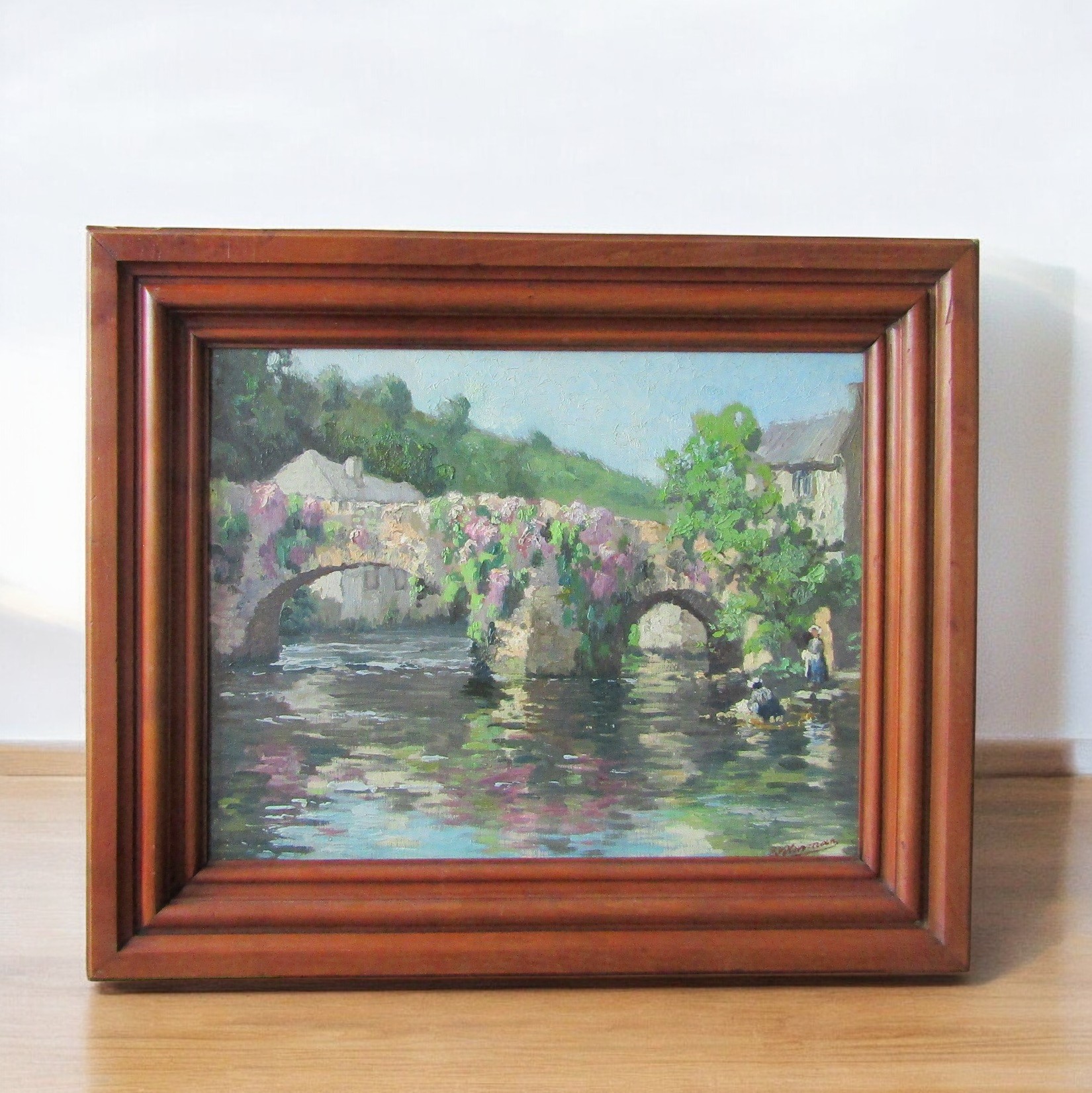 Edmond François Heirman (1869-1957). Huile sur panneau Les lavandières, fin XIXe siècle