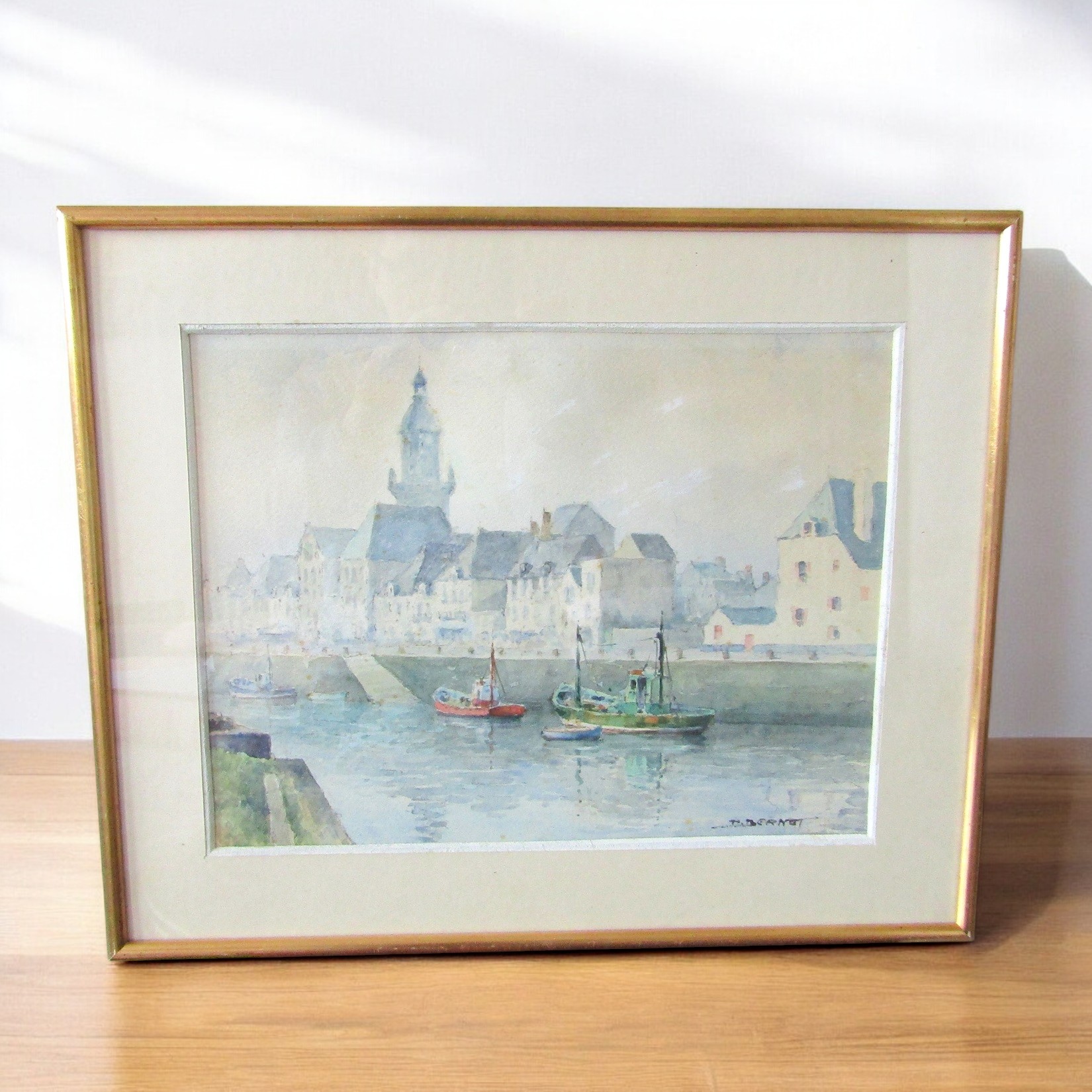 Paul Bernet (1888-1979). Aquarelle représentant le port du Croisic et Notre-Dame de Pitié, XXe siècle