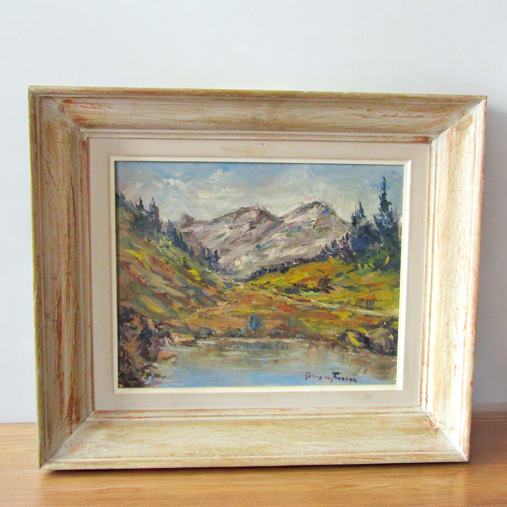 Germaine FRANCOZ (1902–1973). Savoie. Huile sur toile paysage de montagne