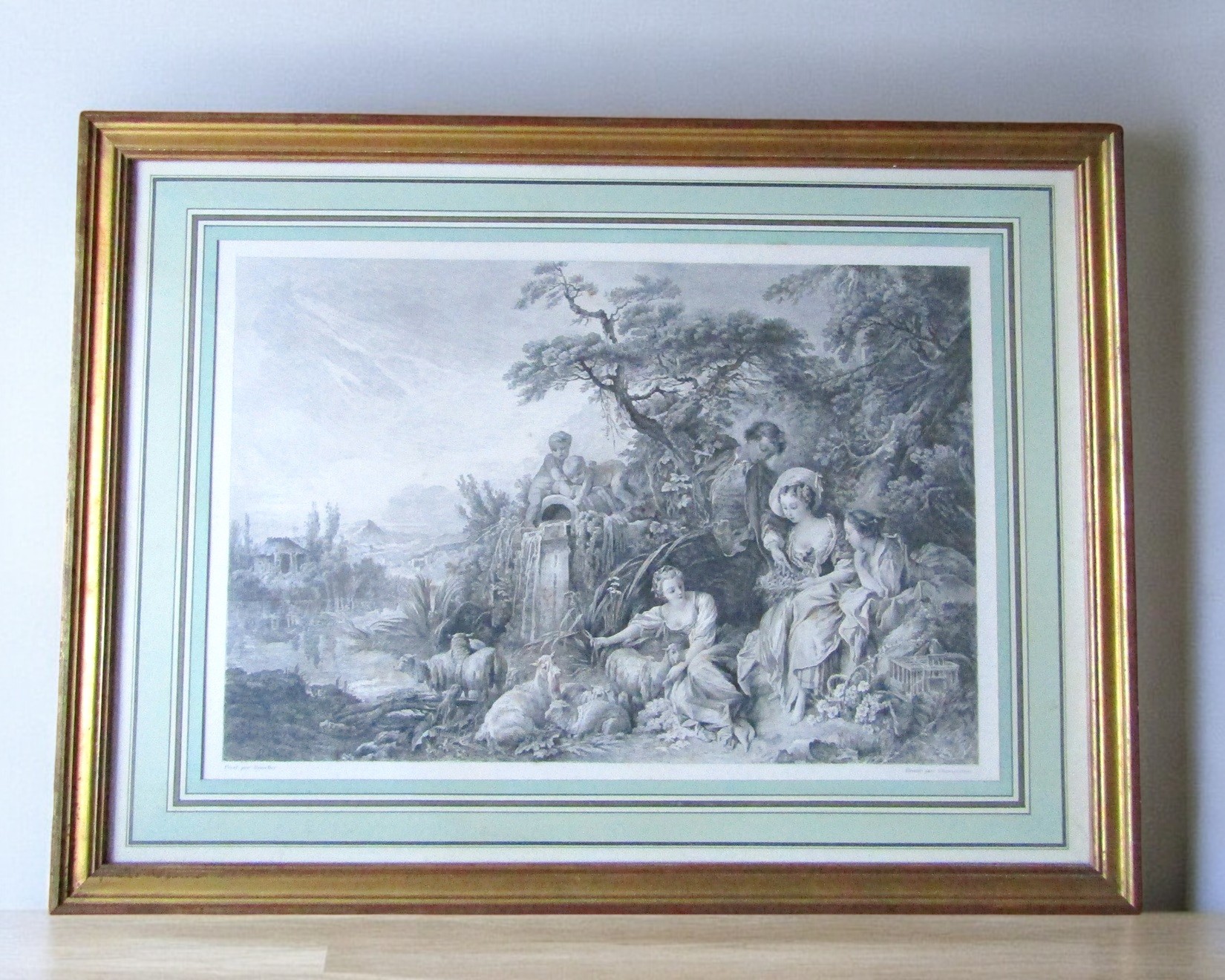 François Boucher (1703-1770) daprès. Paire destampes Le Nid et La Guirlande