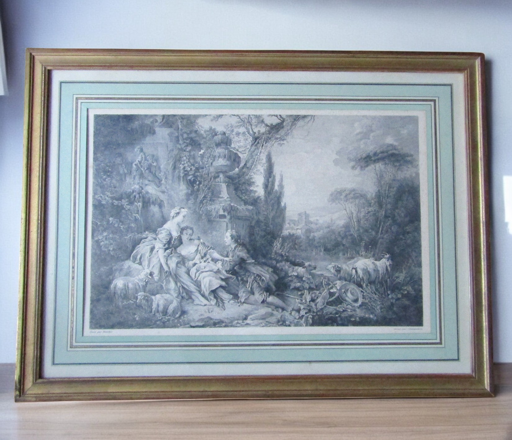 François Boucher (1703-1770) daprès. Paire destampes Le Nid et La Guirlande