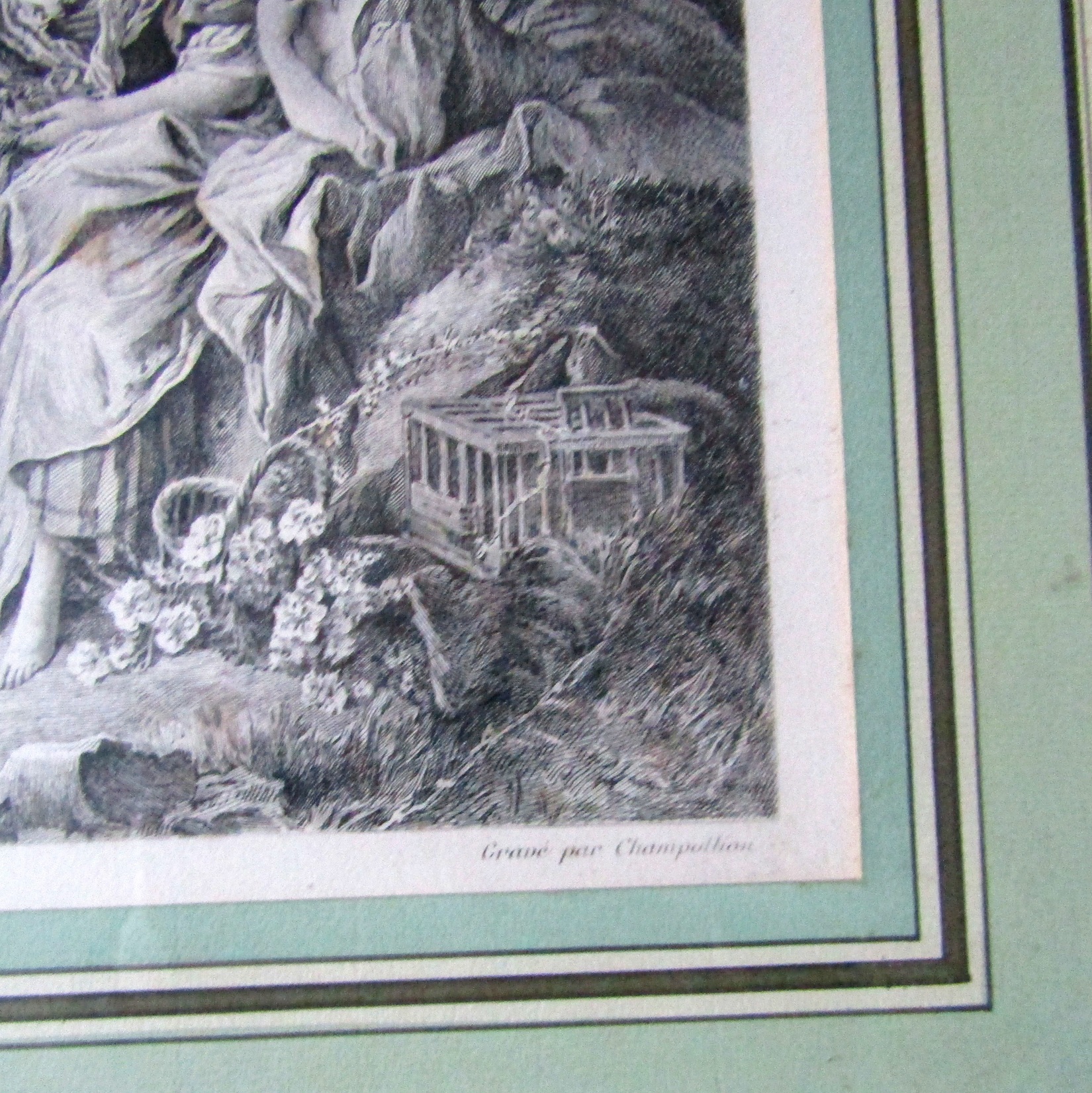 François Boucher (1703-1770) daprès. Paire destampes Le Nid et La Guirlande