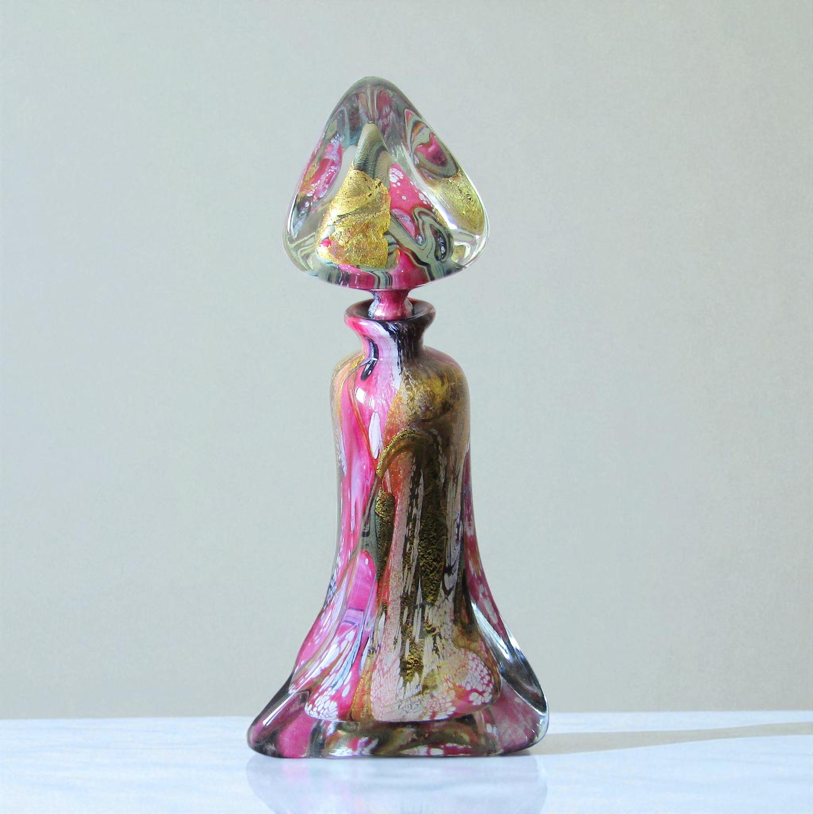 Raymond Branlé (1940-). Grand flacon en verre soufflé à décor dinclusions, XXe siècle