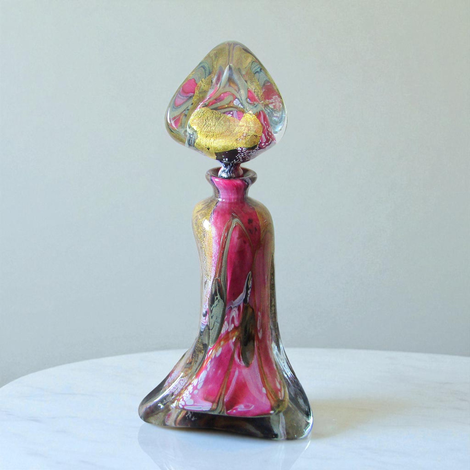 Raymond Branlé (1940-). Grand flacon en verre soufflé à décor dinclusions, XXe siècle