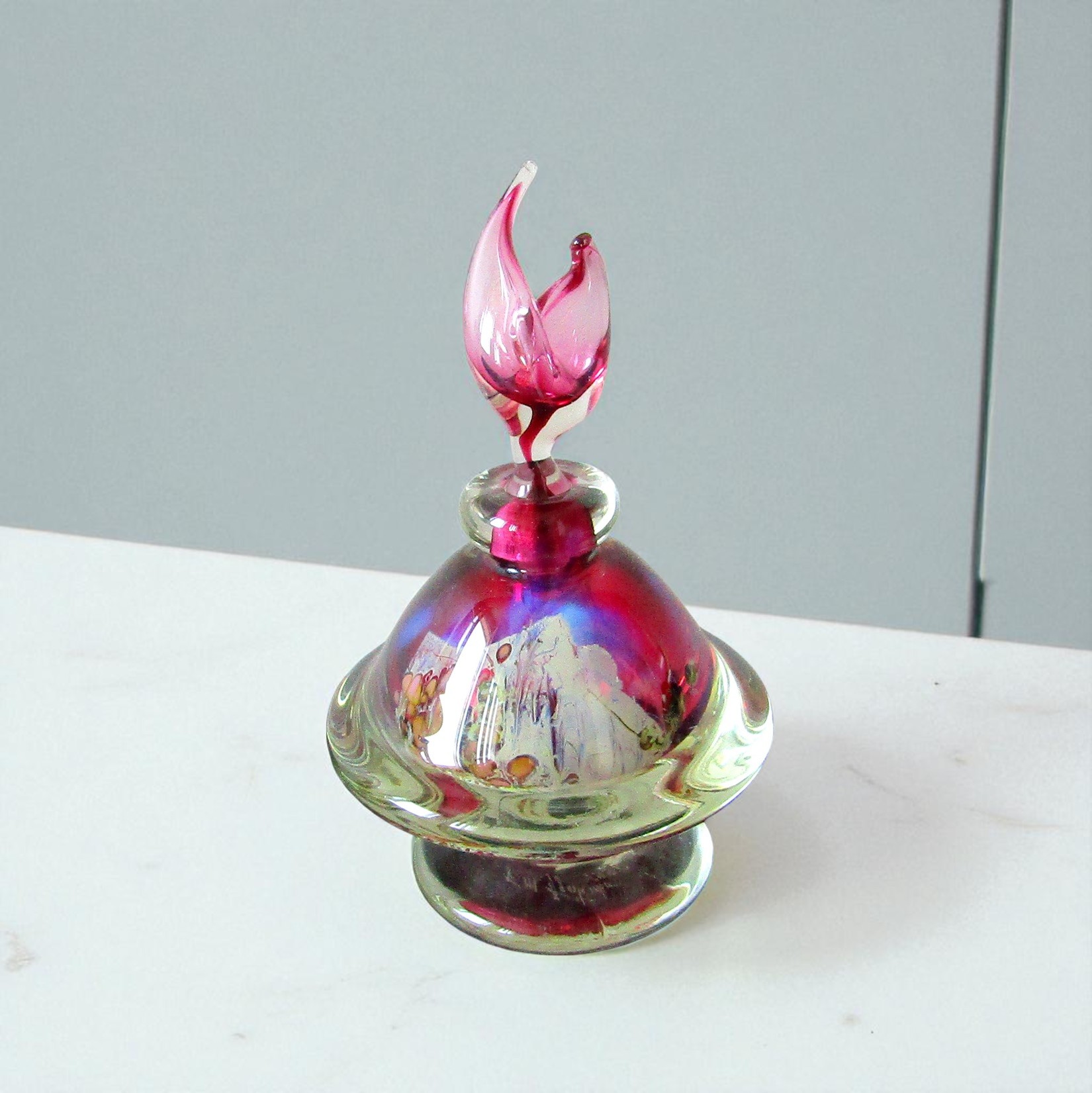 Fernando AGOSTINHO (1959). Flacon en verre soufflé à décor dinclusions, XXe siècle