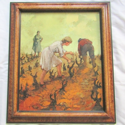 Charles GUILLAUD (1925-2014). Huile sur toile La robe blanche ou la taille de la vigne, XXe siècle